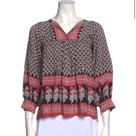 Ulla Johnson Silk Bea Blouse Batik Print XS - Picture 3 of 12